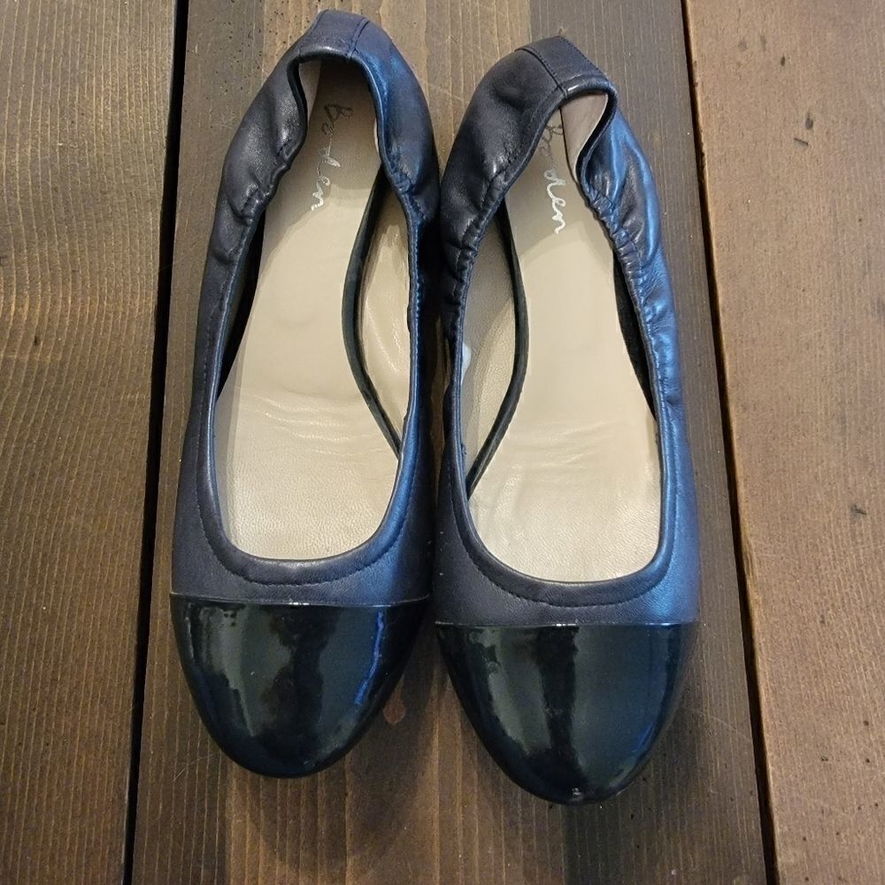 Boden Navy Blue Ballet Flats with Patent Toe
